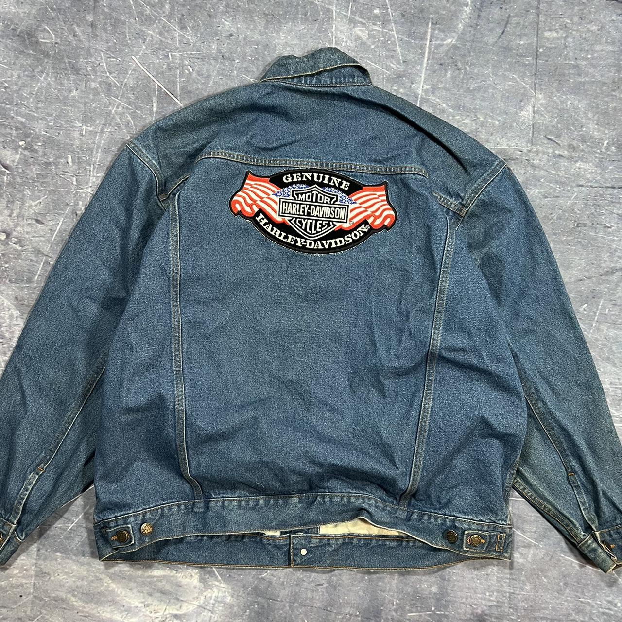 Vintage Harley Davidson denim patch’s jacket Size:... - Depop