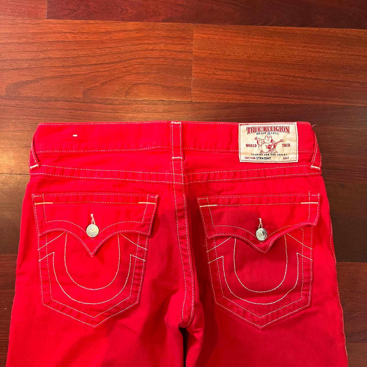 RED TRUE RELIGION jeans size 32 Sosa Style - Depop