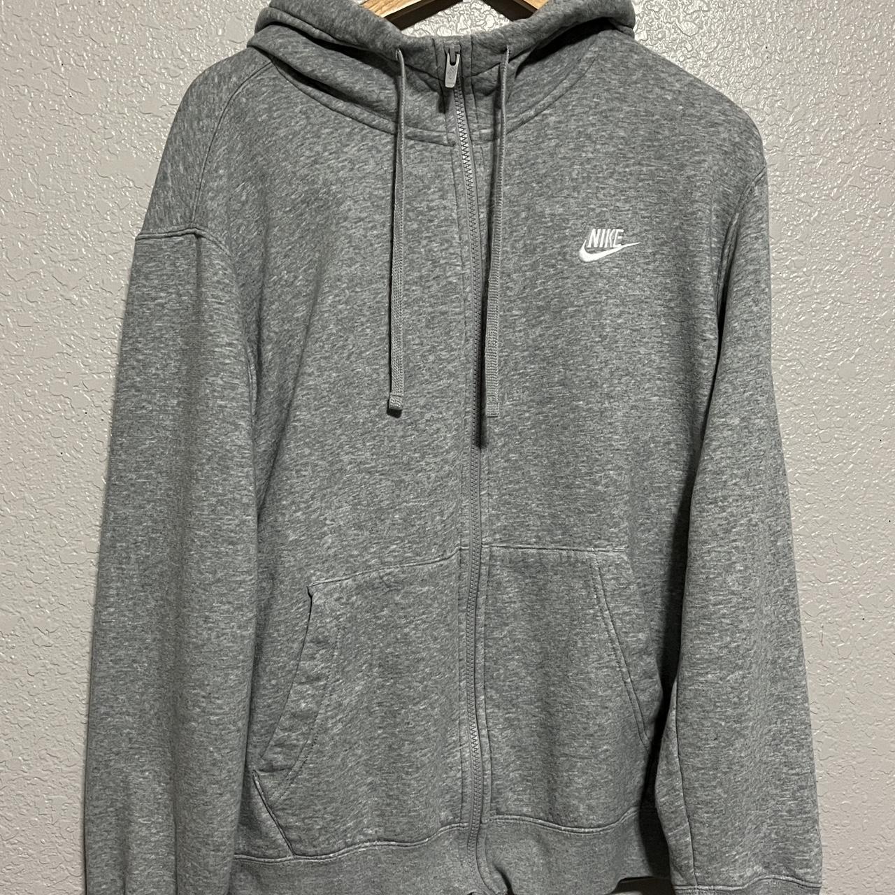 Nike Men's Grey and White Hoodie Depop