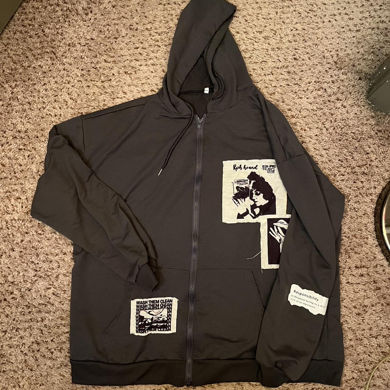 Women's Grey and White Jacket Depop