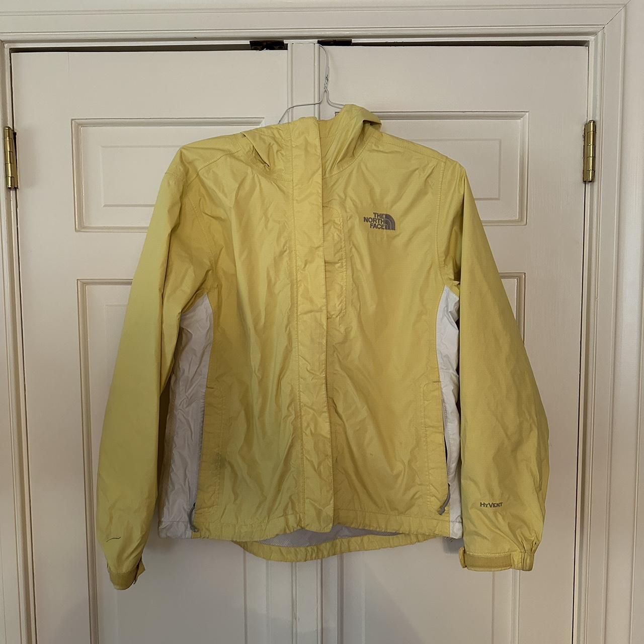 Yellow north face rain on sale jacket