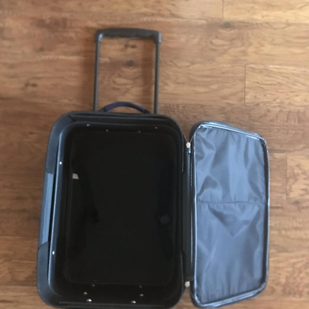 Compact navy suitcase - Depop