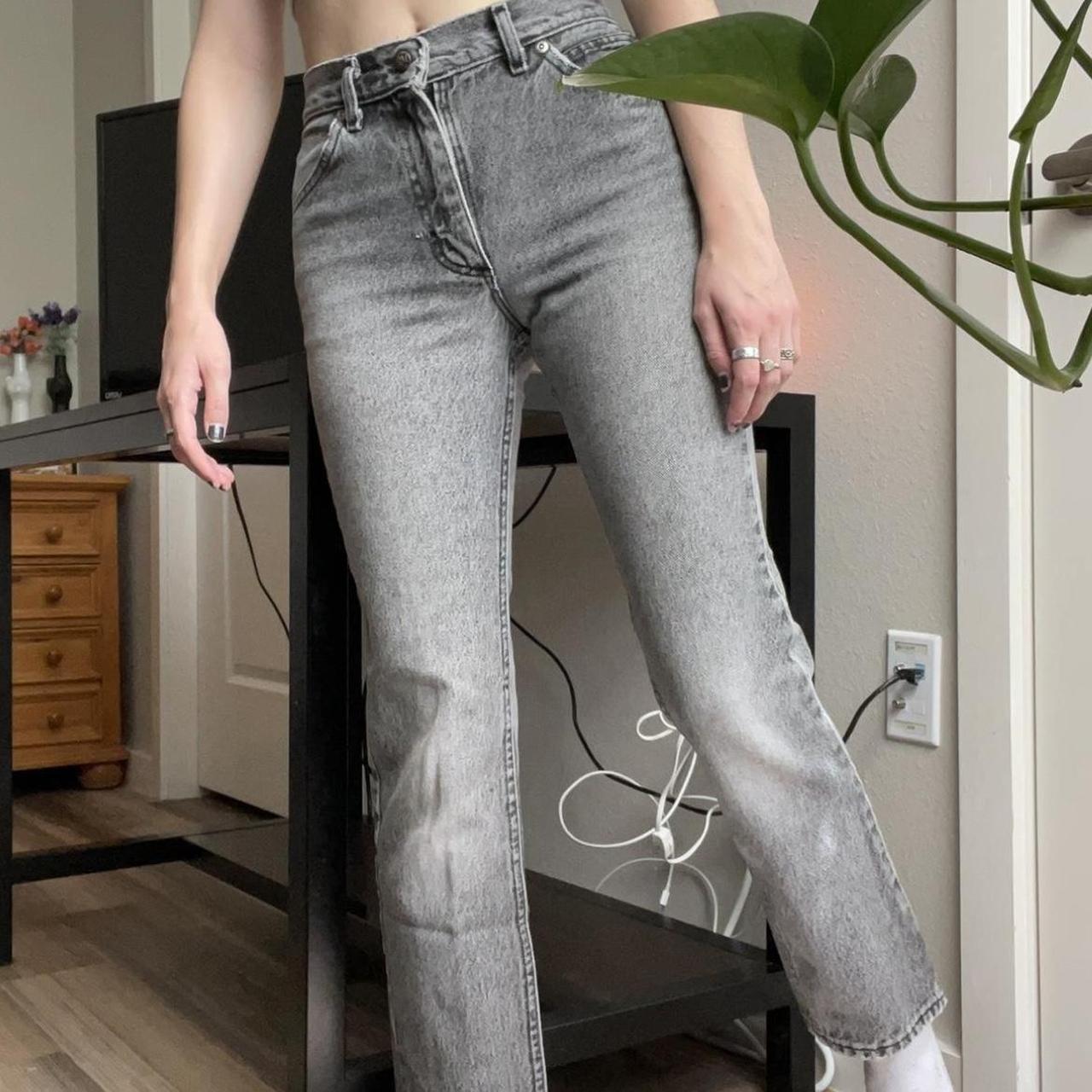 black faded wash lee jeans with button snap... - Depop