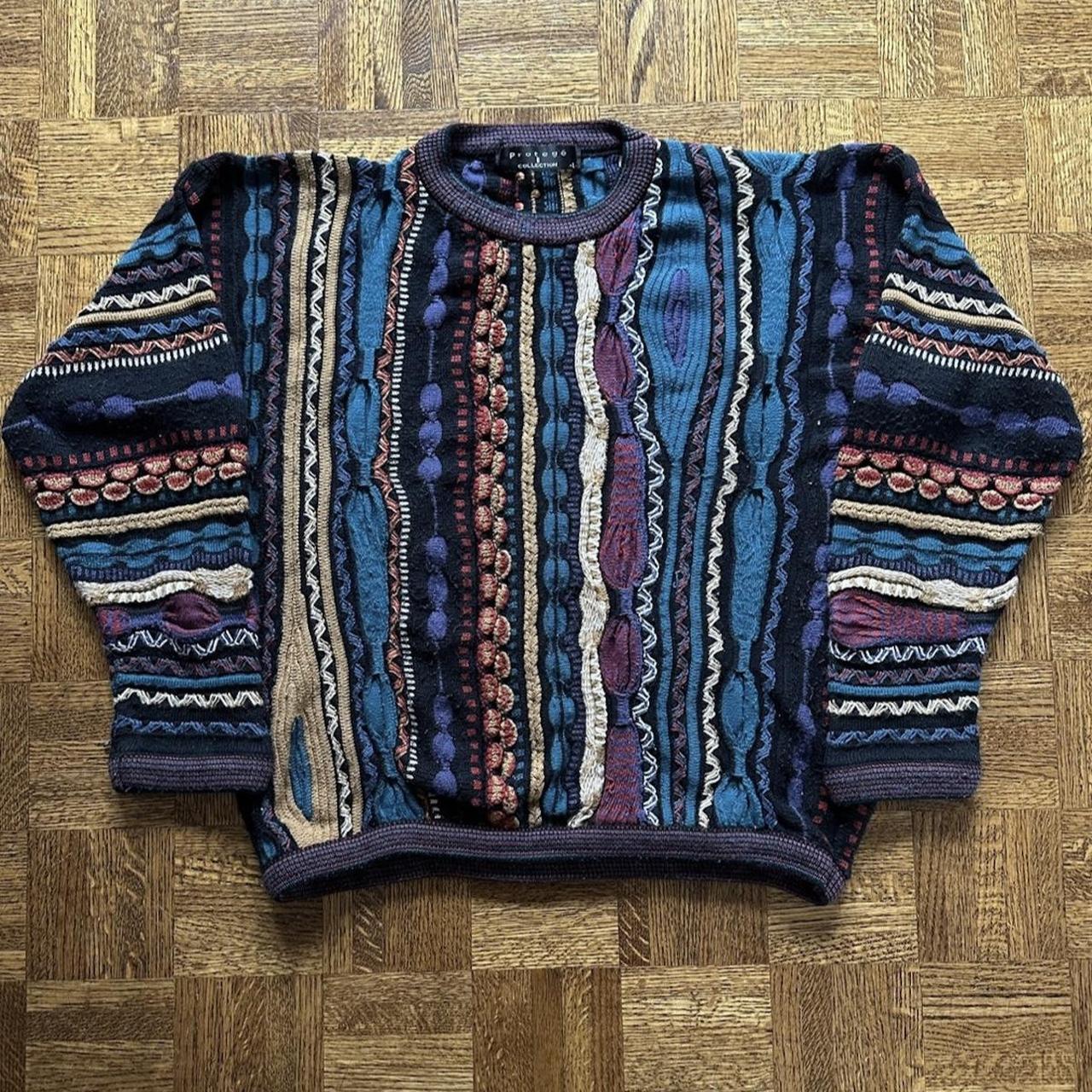 Vintage 90s Coogie Style 3D Knit Textured... - Depop