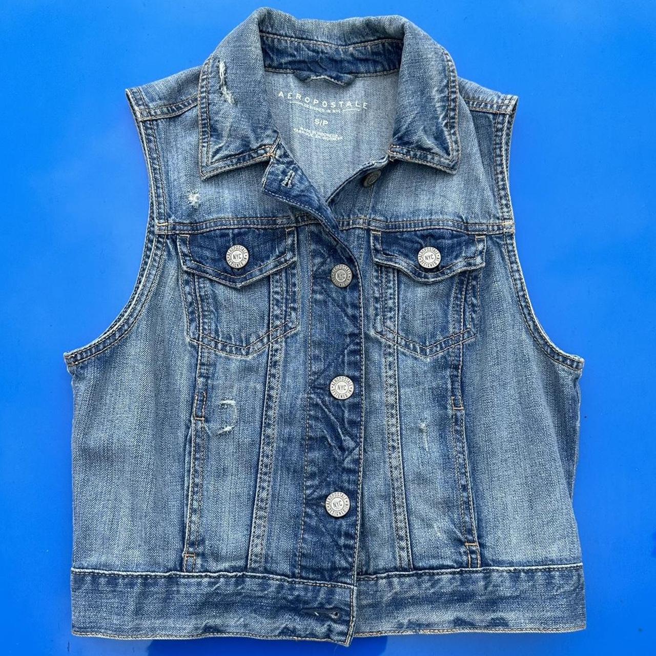 Aeropostale denim vest • light wash / soft fabric •... - Depop