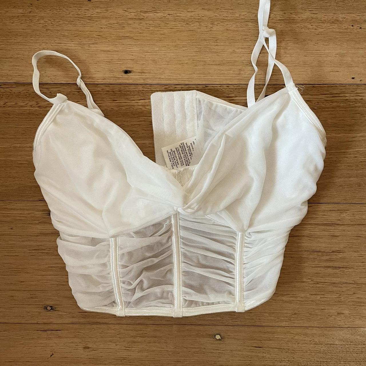 Cropped white corset top. Brand new with tag - Depop