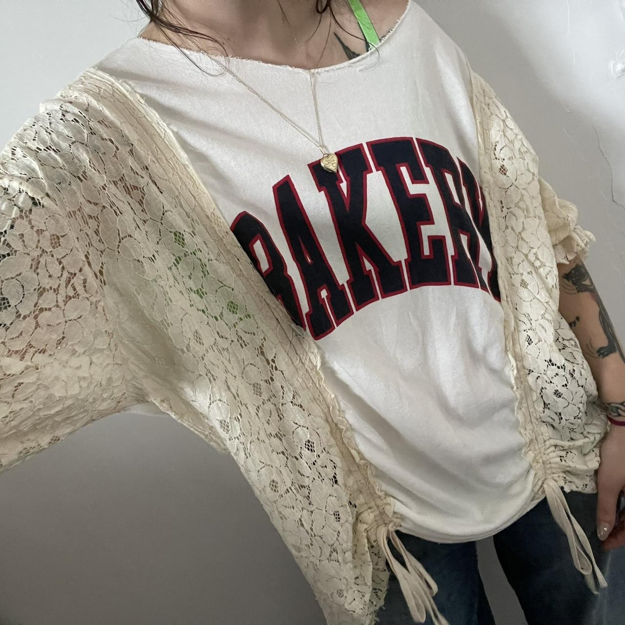 Rivet & surge bakery collegiate oversize lace tshirt... - Depop