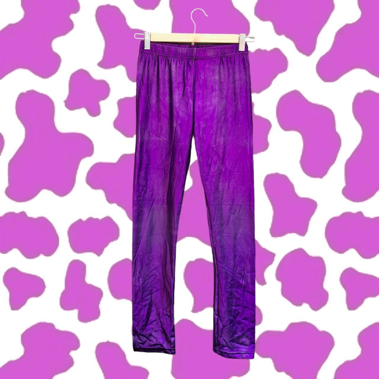 Super shiny and smooth vintage 80s purple leggings. - Depop