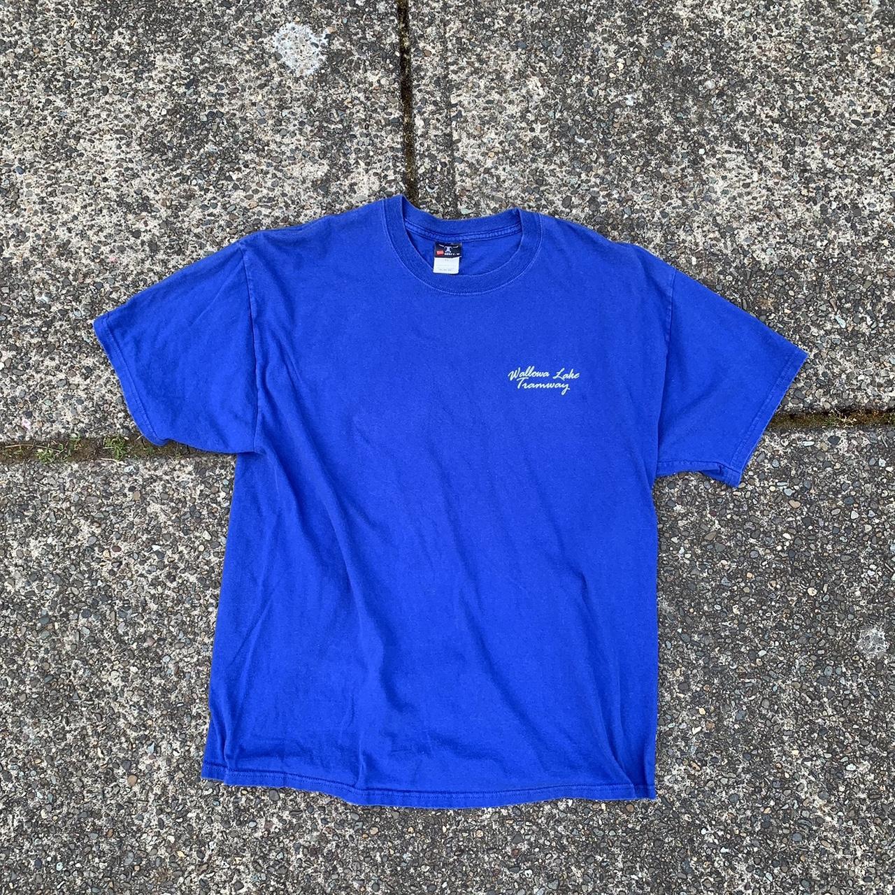 Hanes Men's Blue and Black T-shirt | Depop