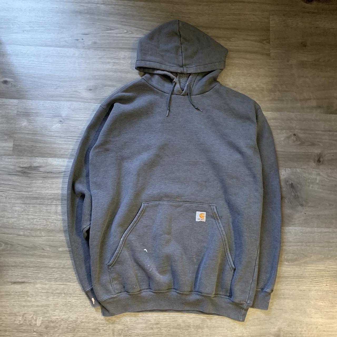 Grey Carhartt Hoodie Some Paint Splatter Sz M... - Depop