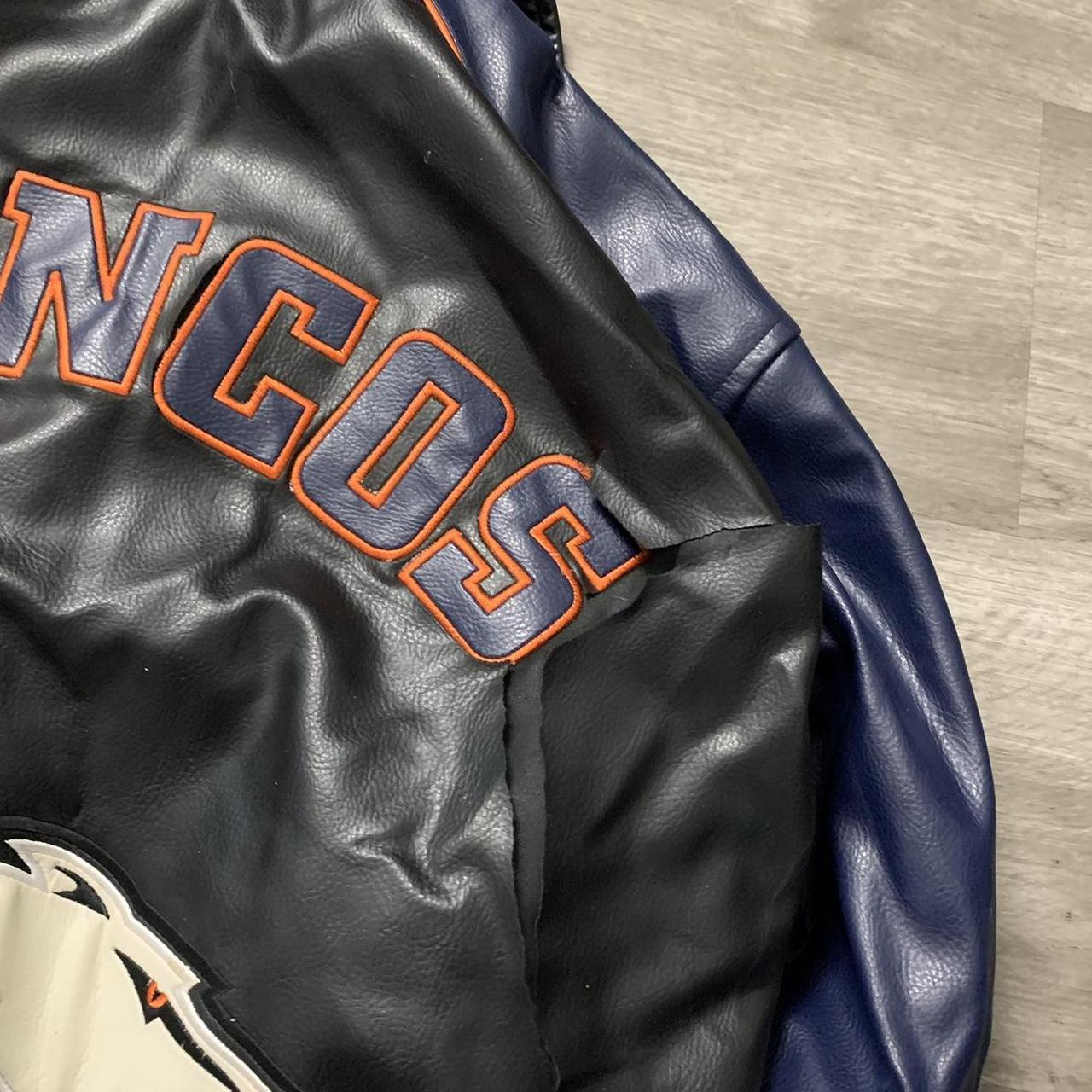 NFL Denver Broncos Leather Jacket Distressed and - Depop