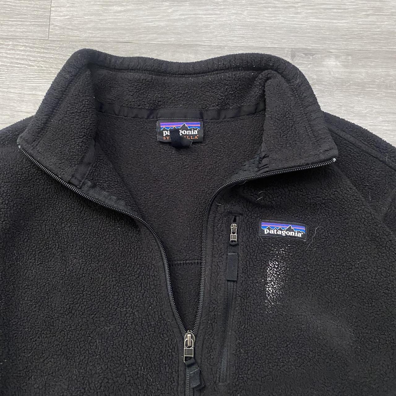 patagonia black fleece pullover 1/4 zip synchilla sz... - Depop