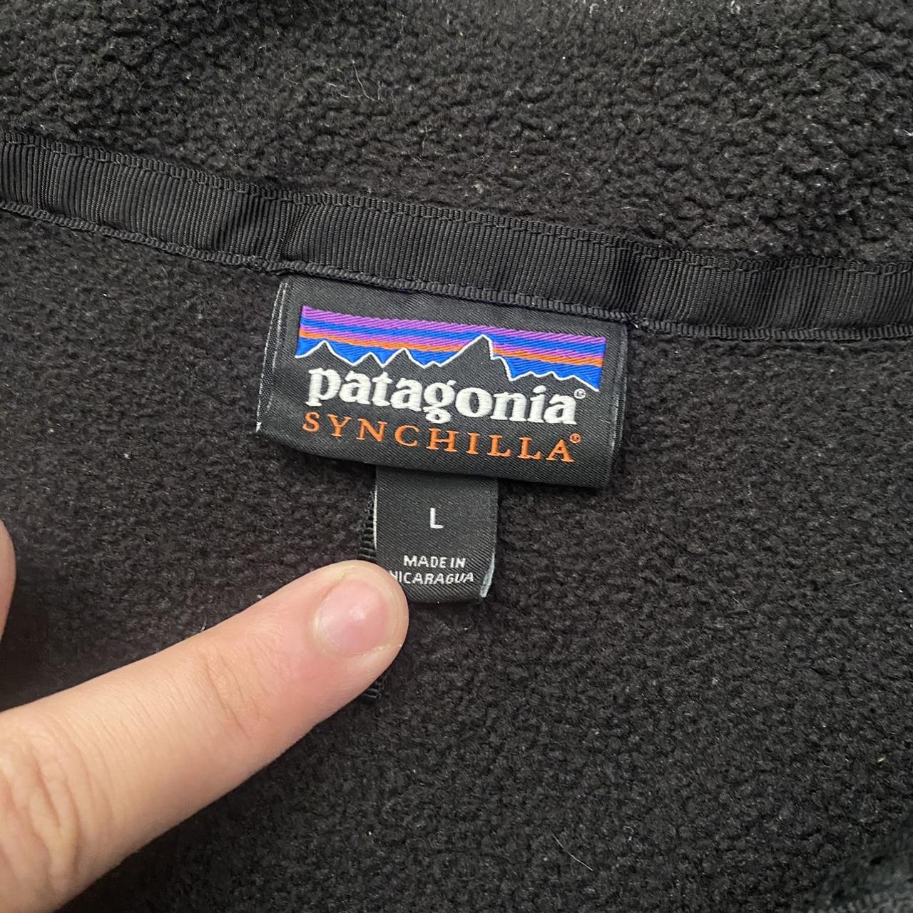 patagonia black fleece pullover 1/4 zip synchilla sz... - Depop