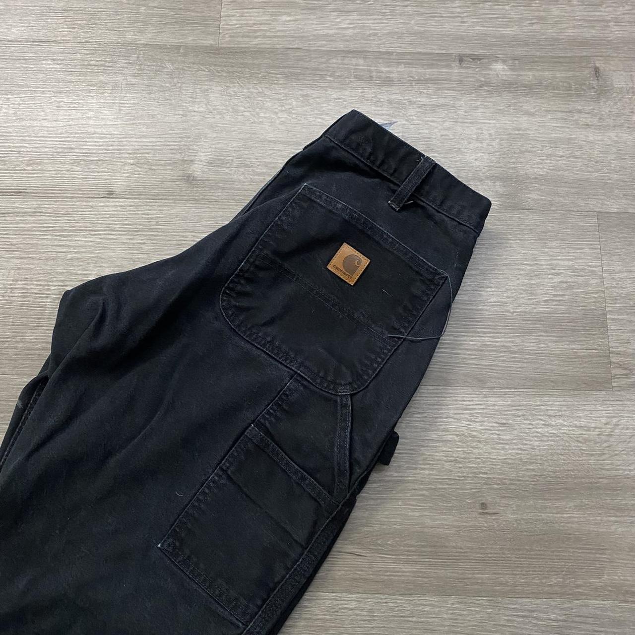 Beautiful Black Baggy Carhartt Pants Size - Depop