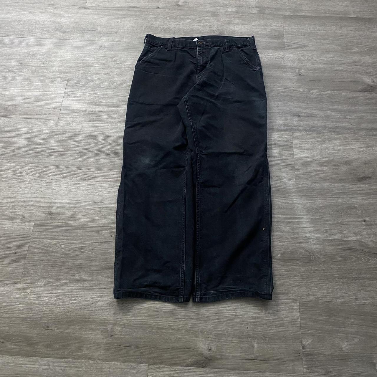 beautiful black baggy carhartt pants size... - Depop