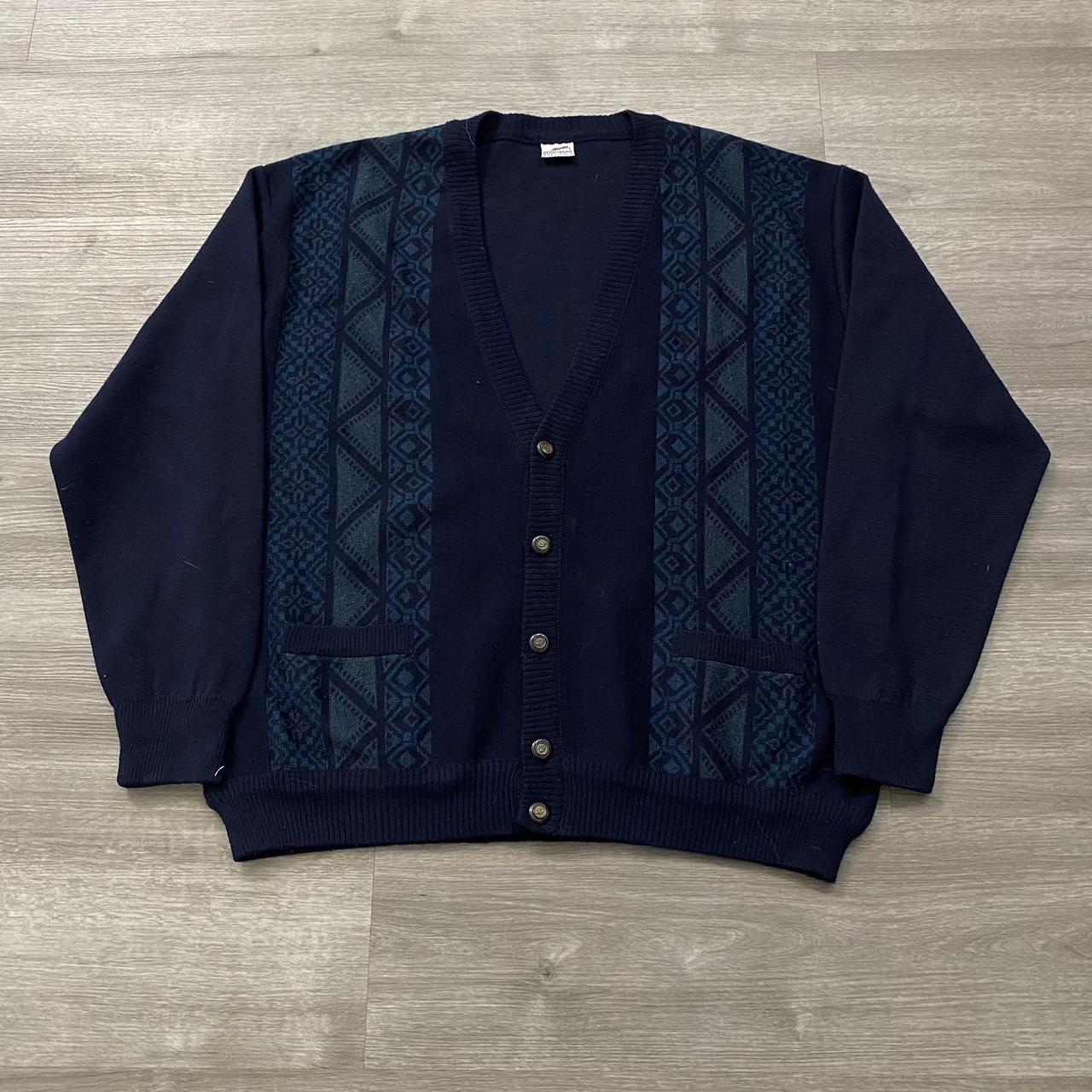 vintage blue bernardini maglificio cardigan sweater... - Depop