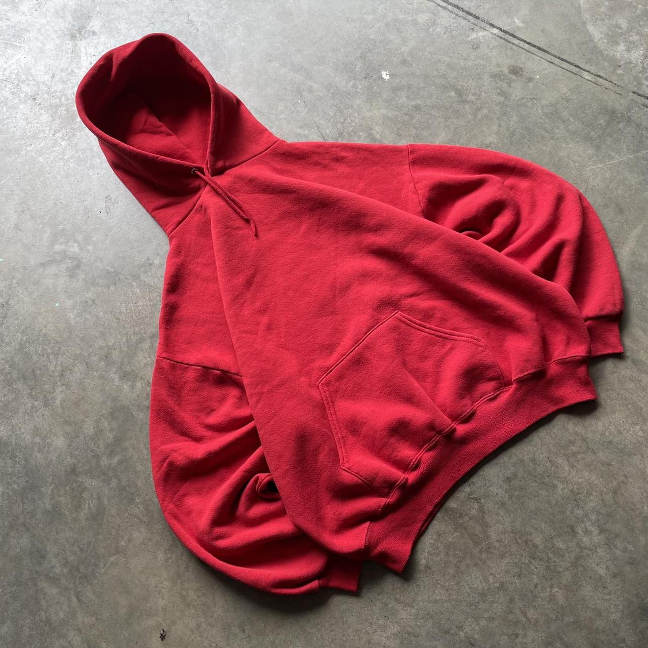 Vintage Baggy Essential Red Blank Hoodie Size Depop