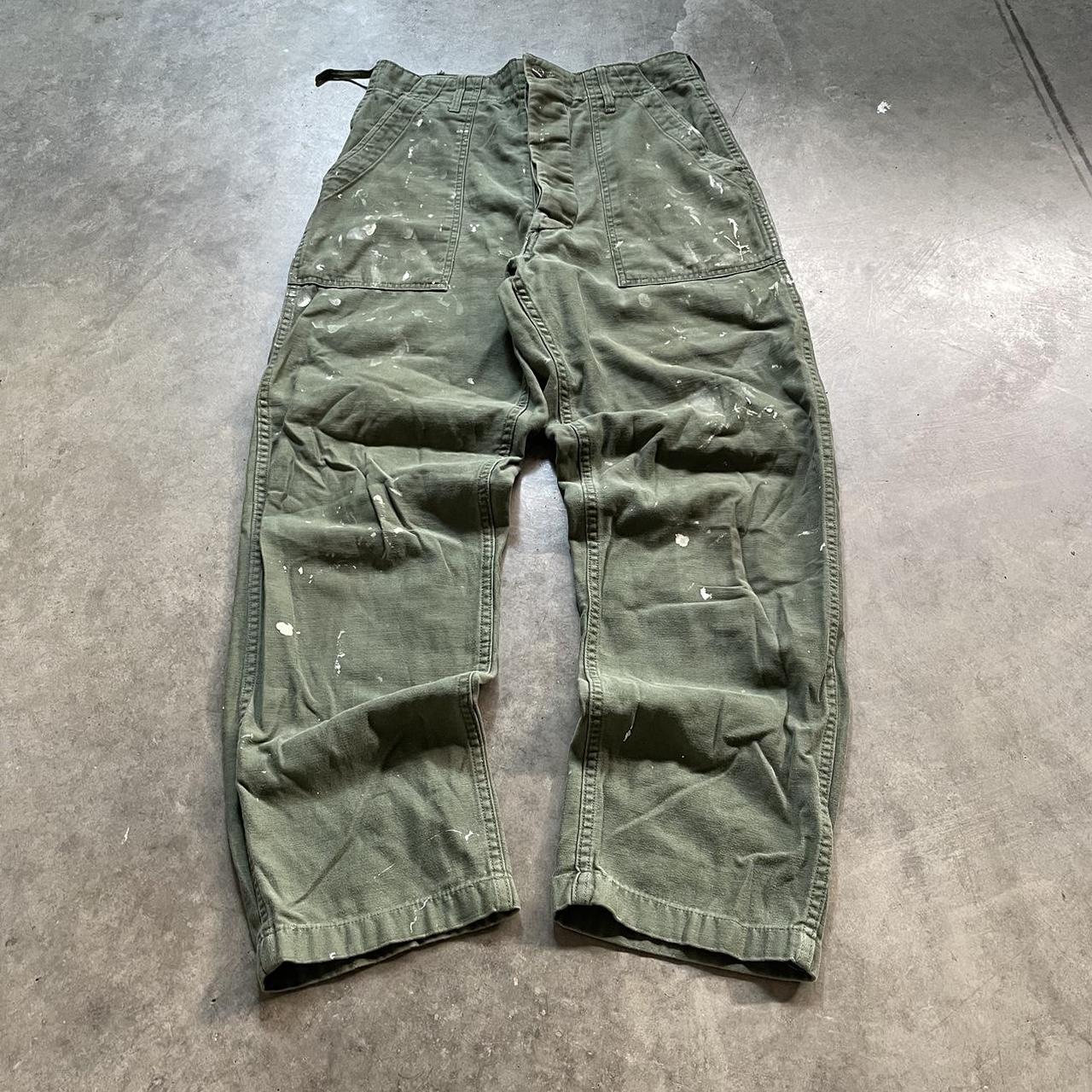 vintage 80s OG 107 baggy military pants... - Depop