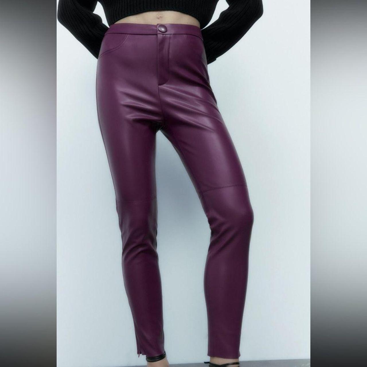 Purple cheap leather leggings