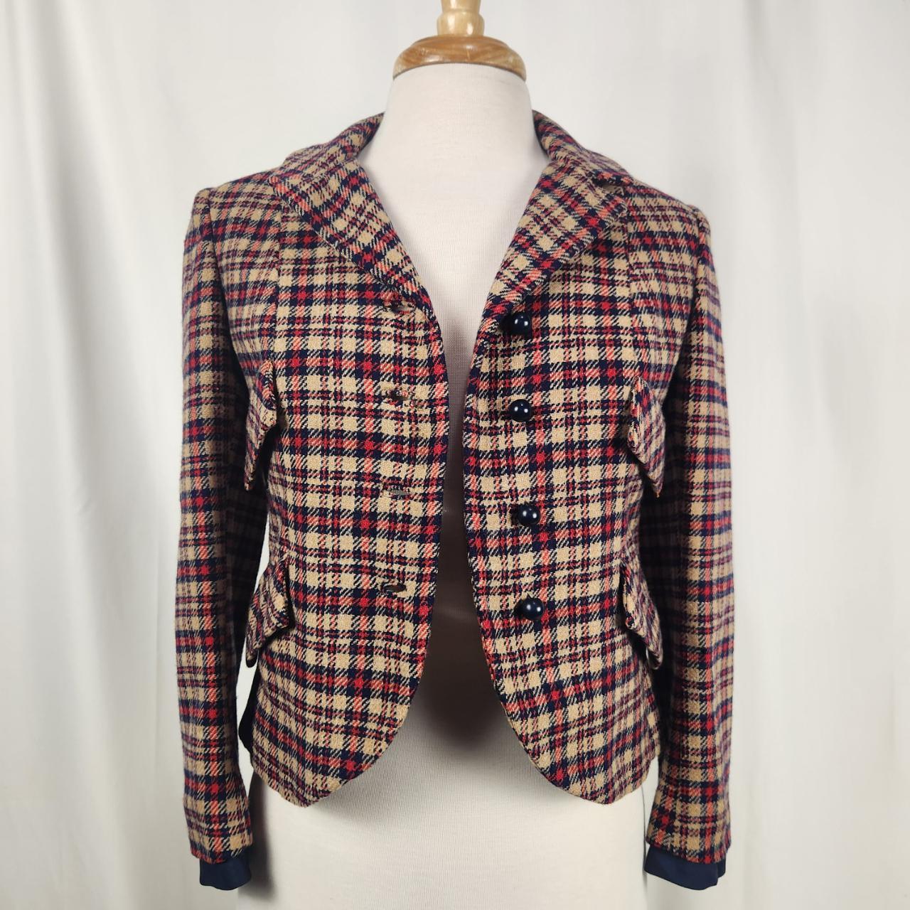 Vintage Plaid & Preppy Womens Blazer Details Era:... - Depop