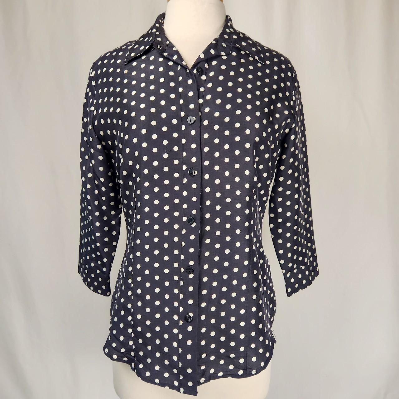 Women's Black and White Blouse | Depop