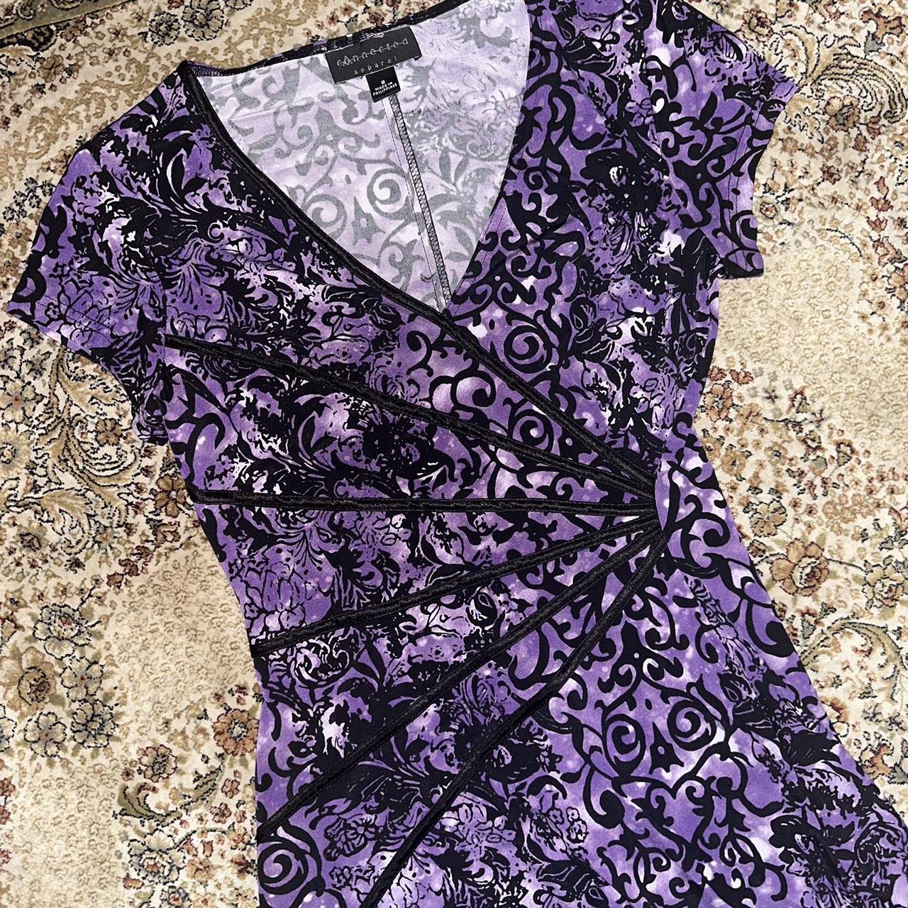 Connected apparel purple and black floral dress with. Depop