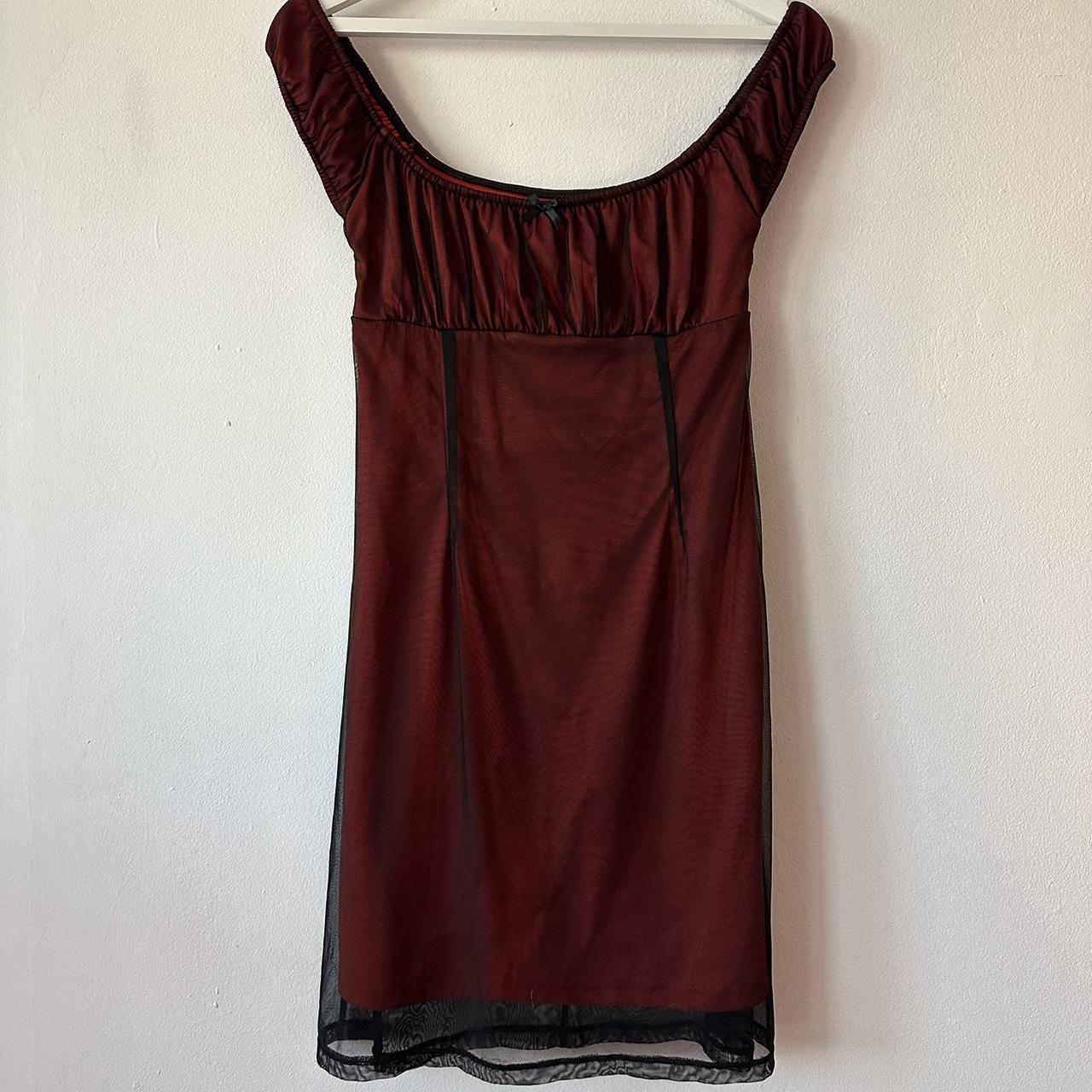 Unif linger mini dress dark red medium Open to... - Depop