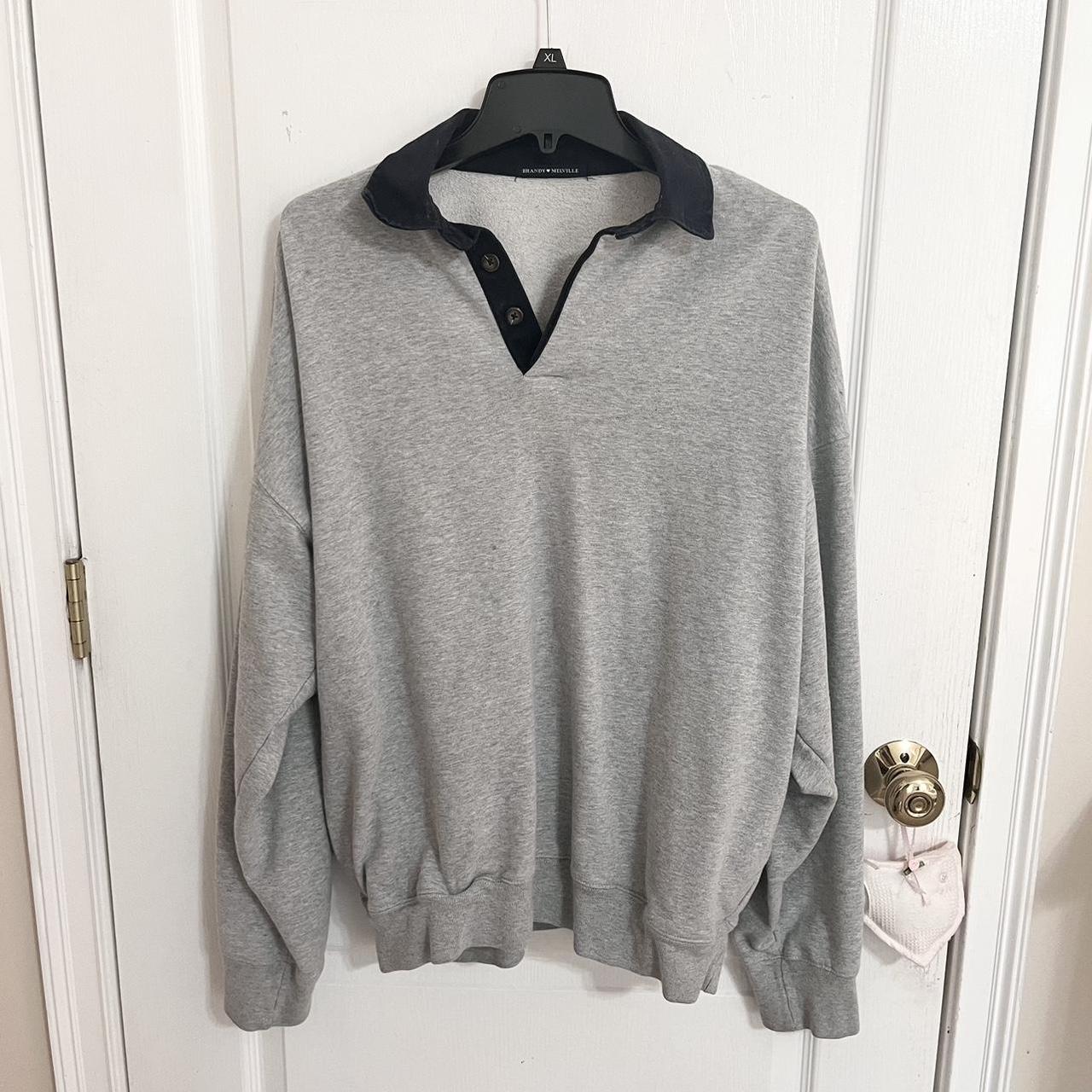 gray collared archer sweatshirt from brandy melville. Depop