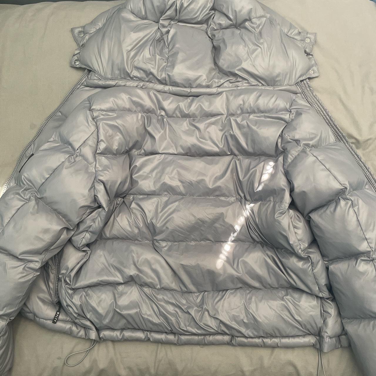 NVLTY Shiny Puffer Jacket - Charcoal Grey ️worn only... - Depop