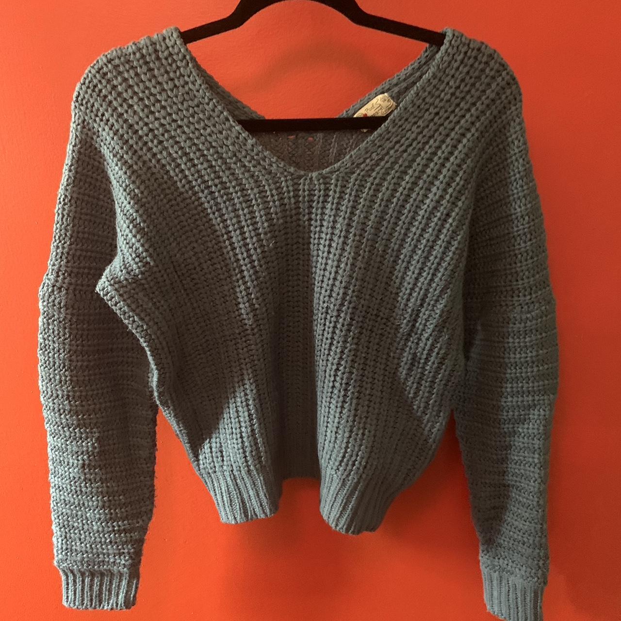 Poof Women's Blue Jumper | Depop