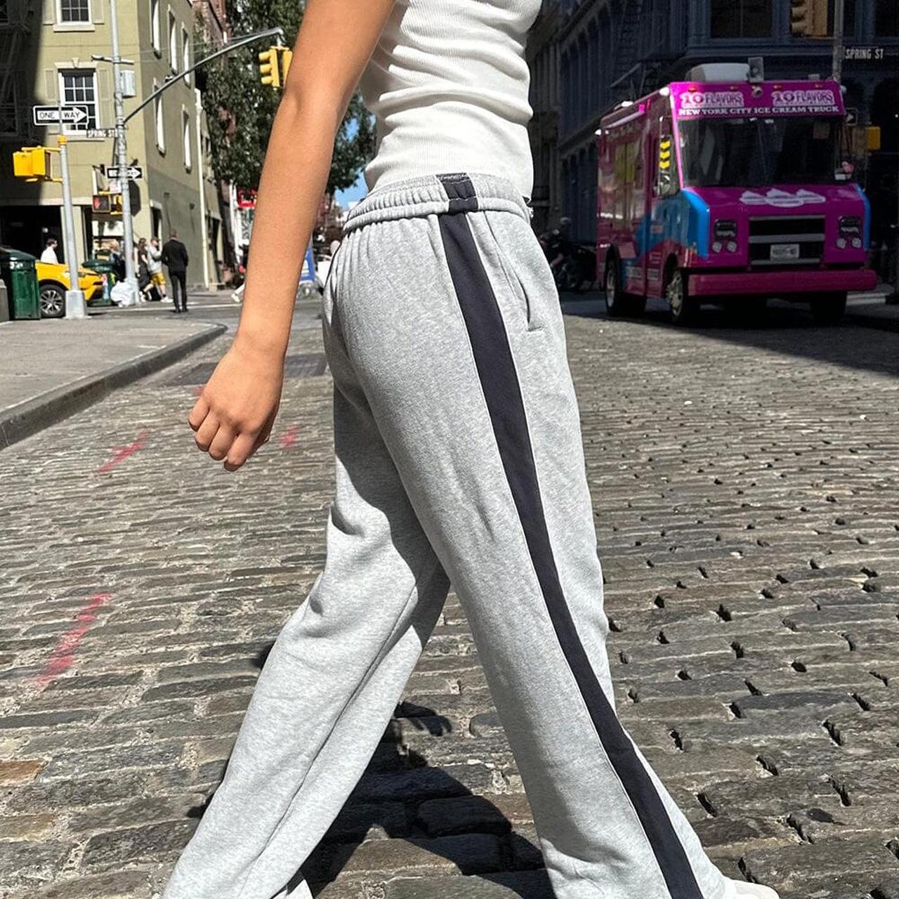 brandy melville grey striped sweatpants so... Depop