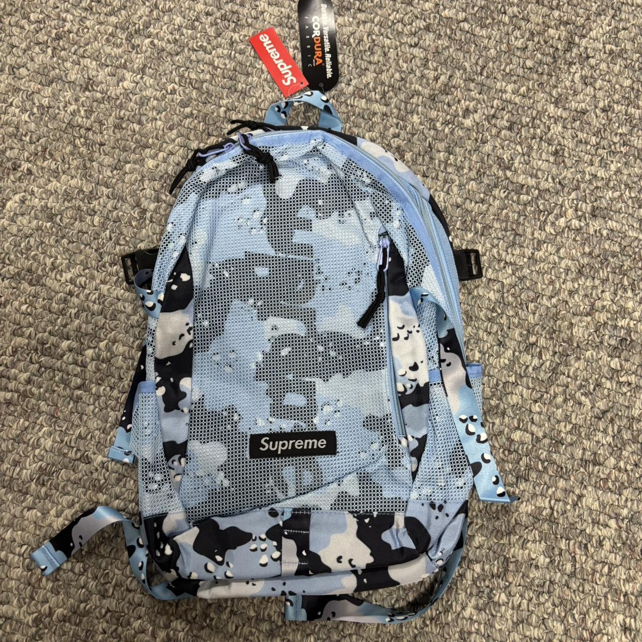Blue supreme-backpack - Depop
