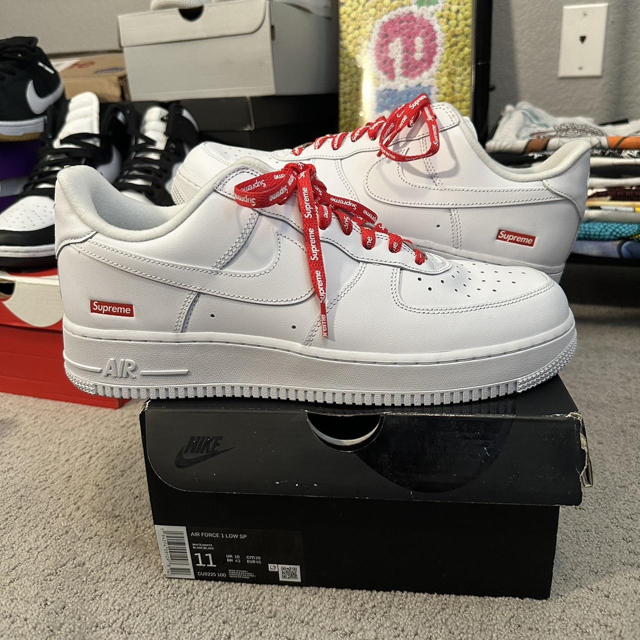 Nike Air Force 1 low white Supreme With laces and... - Depop