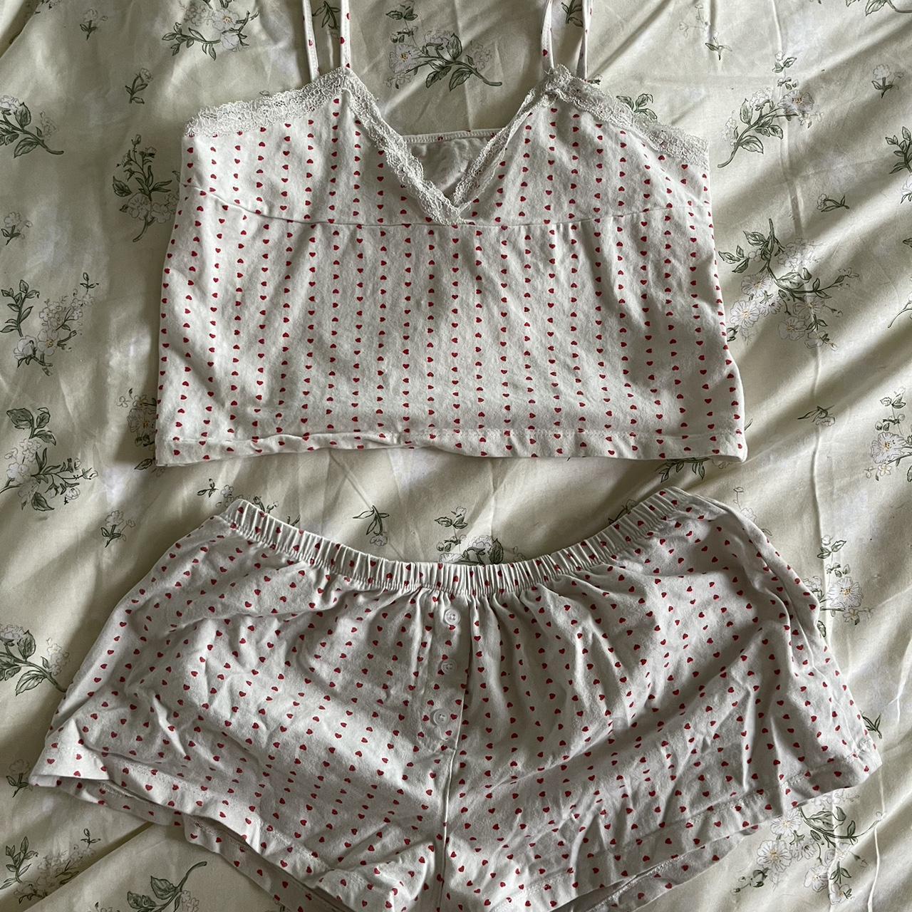 Brandy Melville White and Pink Pajamas | Depop