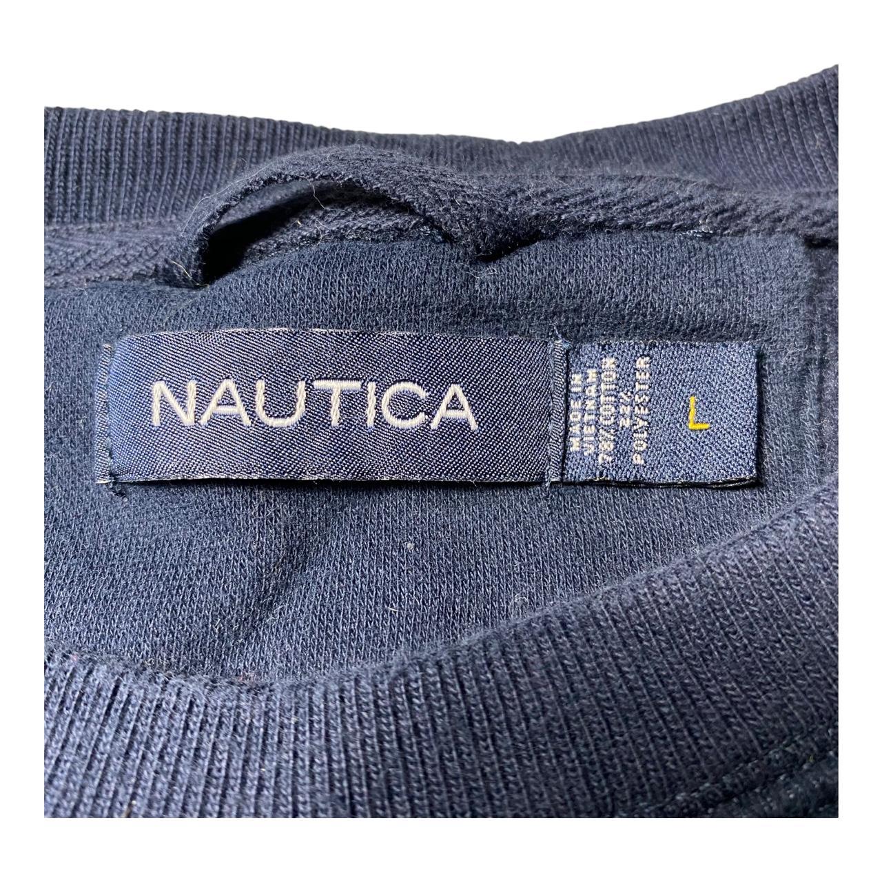 Vintage Navy and White nautica jumper Embroidered... - Depop