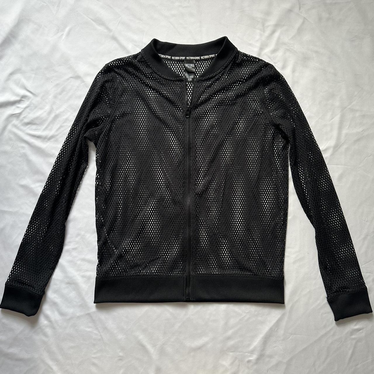 Victoria Sport Black Mesh Bomber Jacket. Front Depop