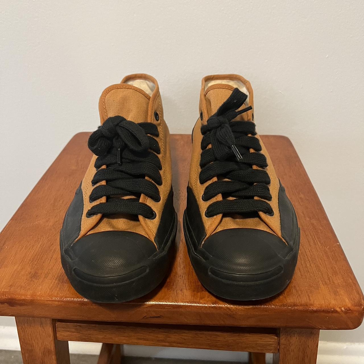 Converse Men's Orange and Black Trainers | Depop