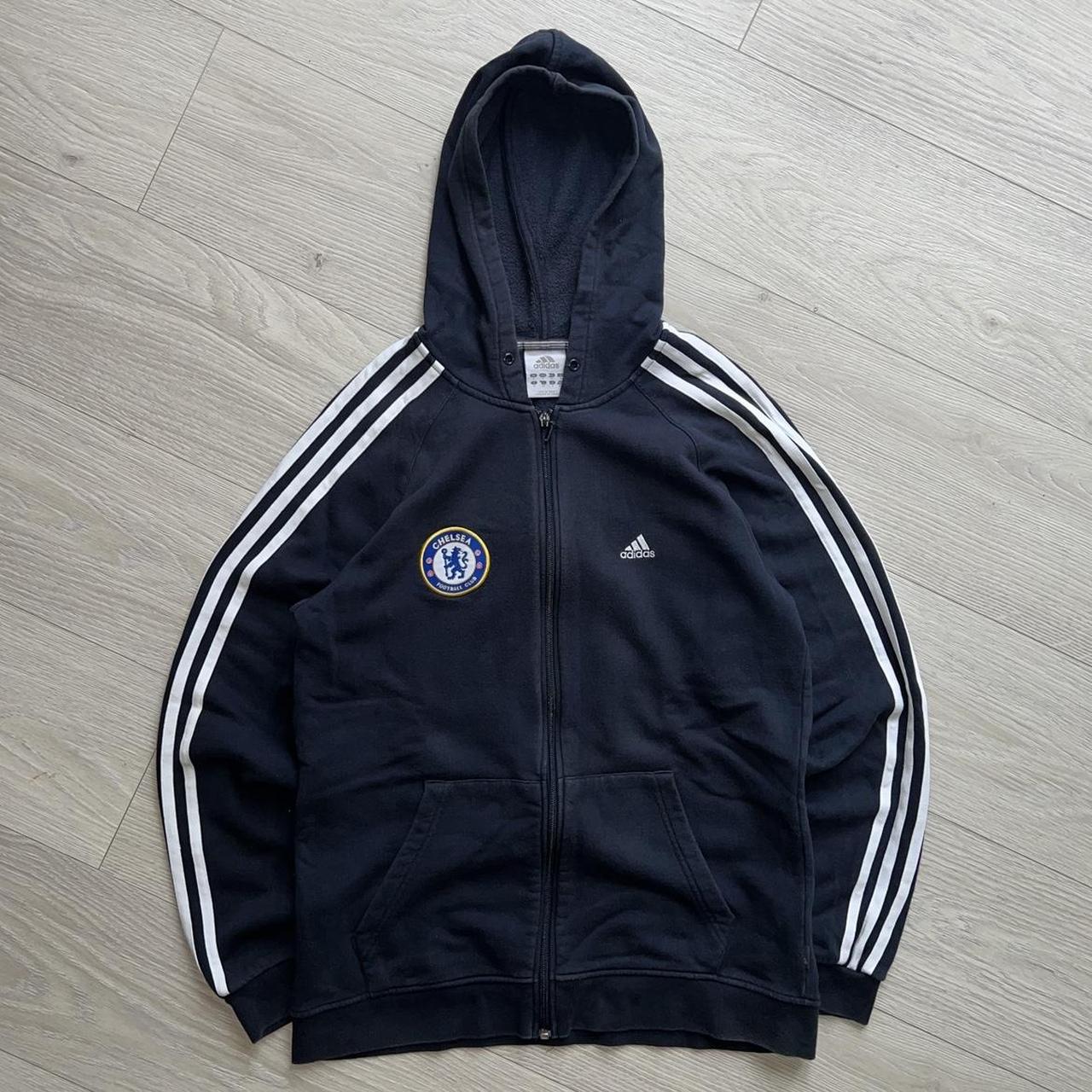 00s Navy Blue Chelsea Adidas Training Zip Hoodie. Depop