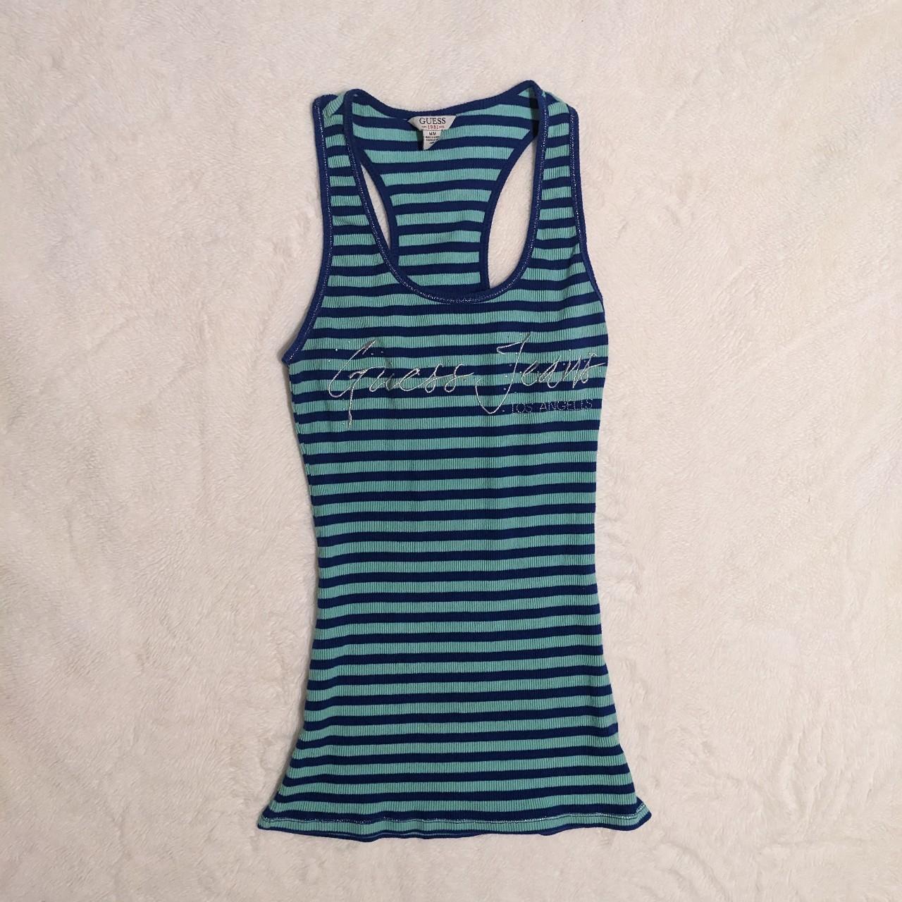 Y2K bedazzled guess tank top - y2k guess - blue... - Depop