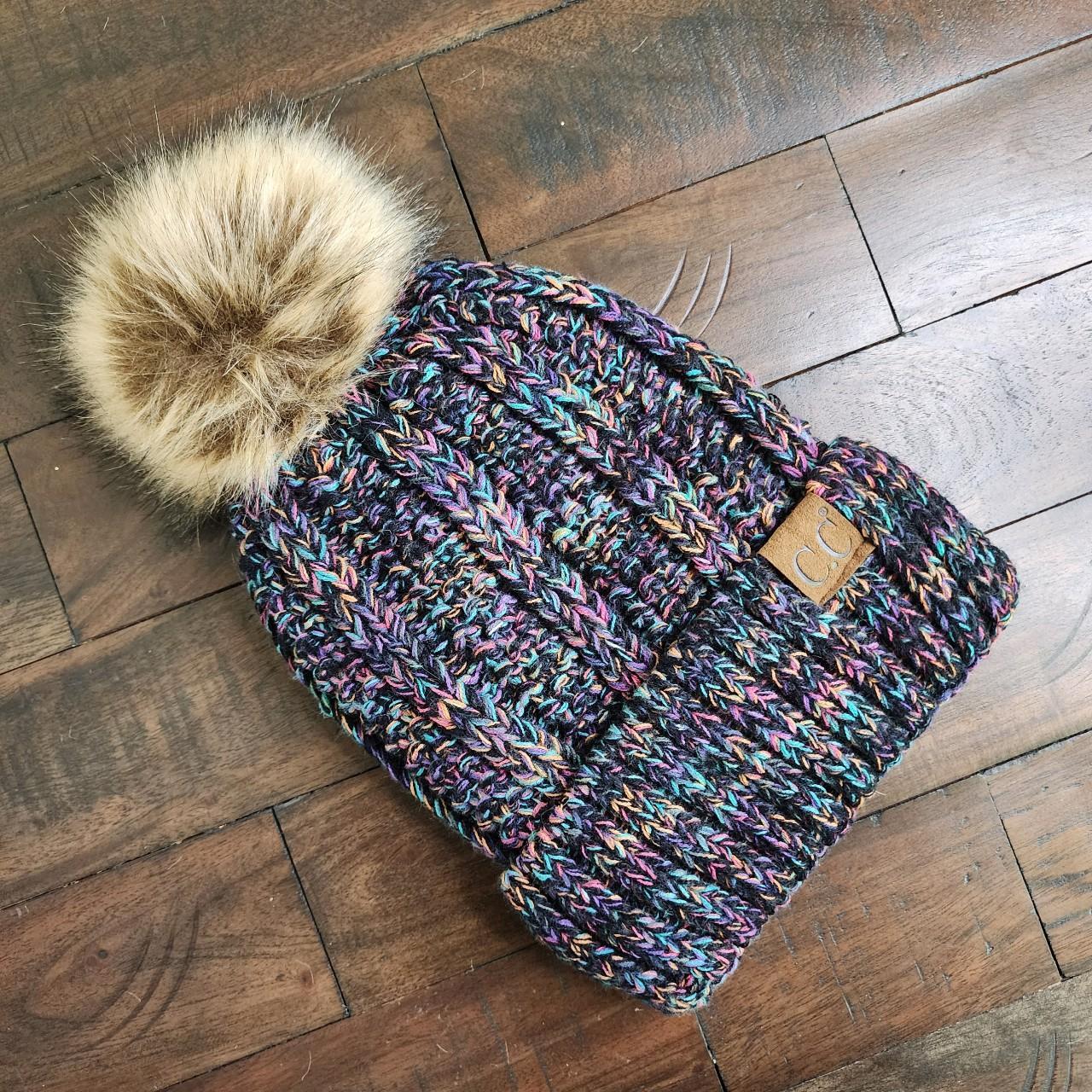 C.C Beanie Women's Hat - Multi – C.C Black with b… - image 3