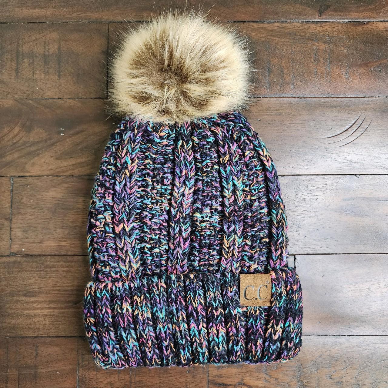 C.C Beanie Women's Hat - Multi – C.C Black with b… - image 1