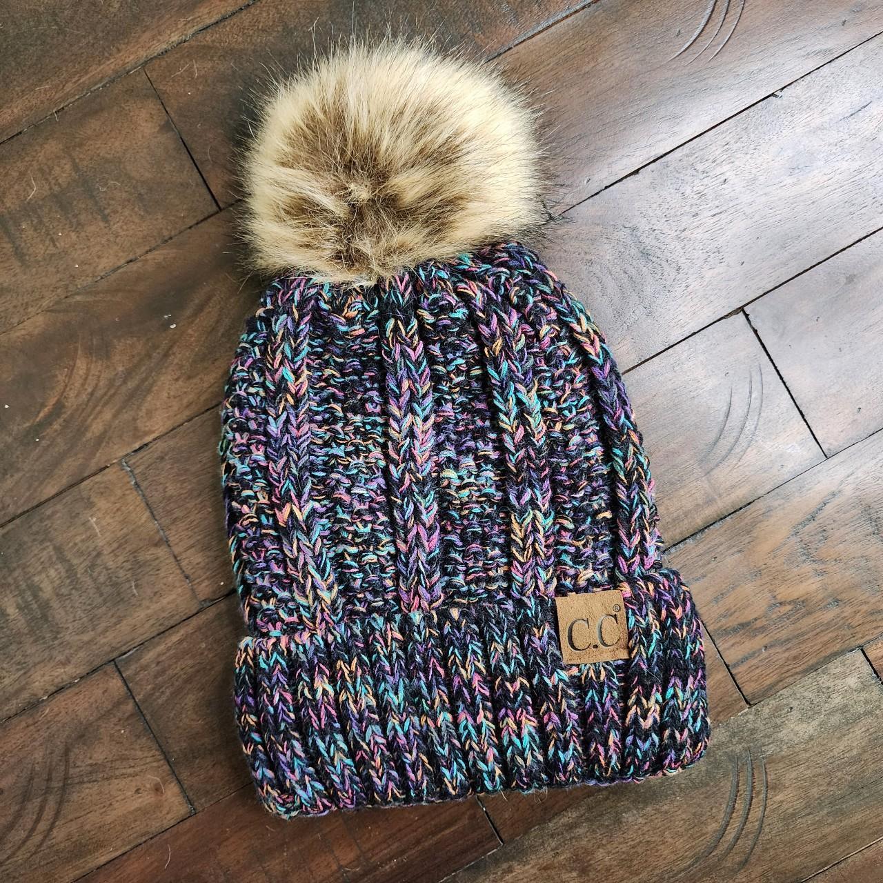 C.C Beanie Women's Hat - Multi – C.C Black with b… - image 2