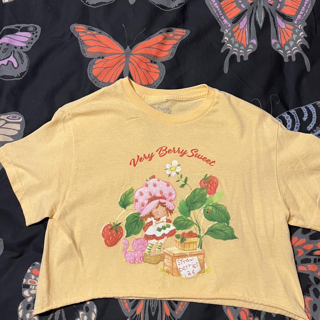 Yellow strawberry shortcake crop top Never worn Size... - Depop