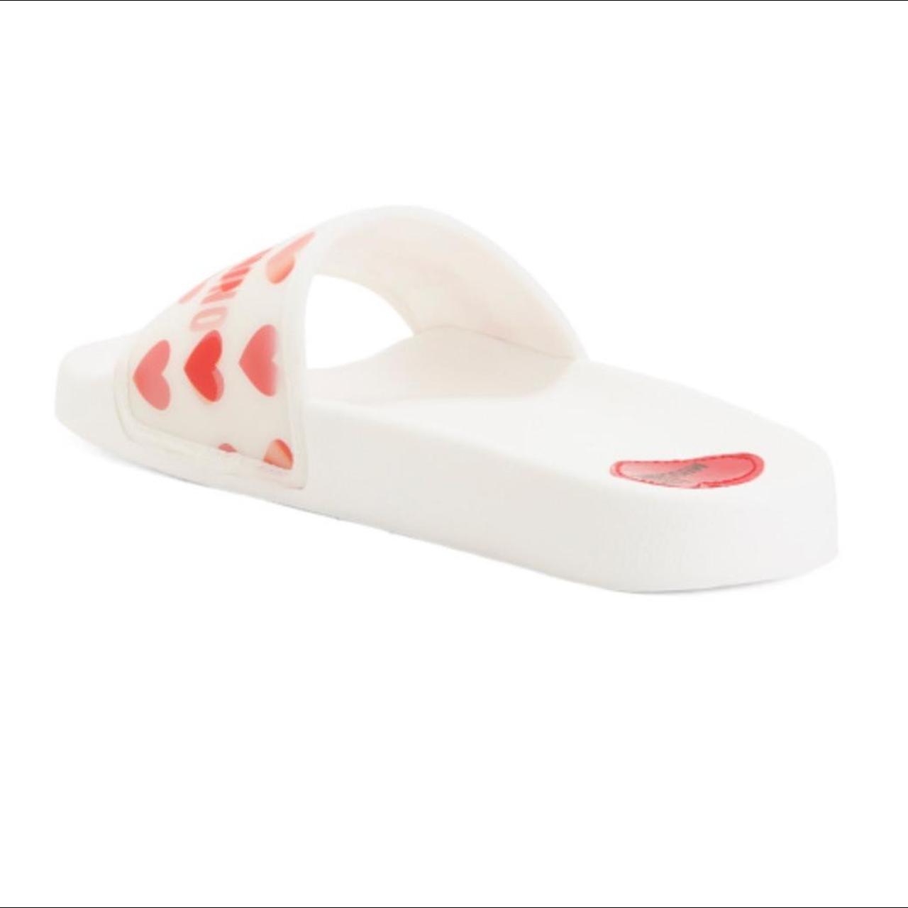 Love Moschino Women's White and Red Slides Depop