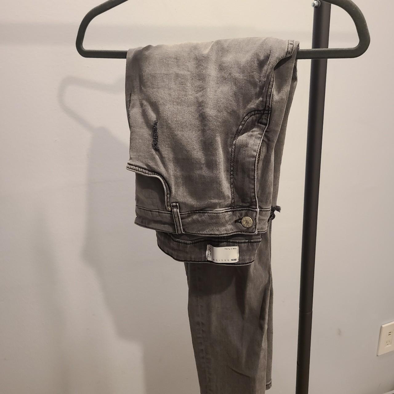 ASOS Grey Washed Designer knee Ripped Jeans. Super... Depop