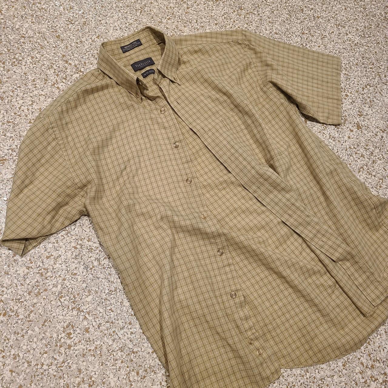 Van Heusen Men's Cream and Khaki Shirt | Depop