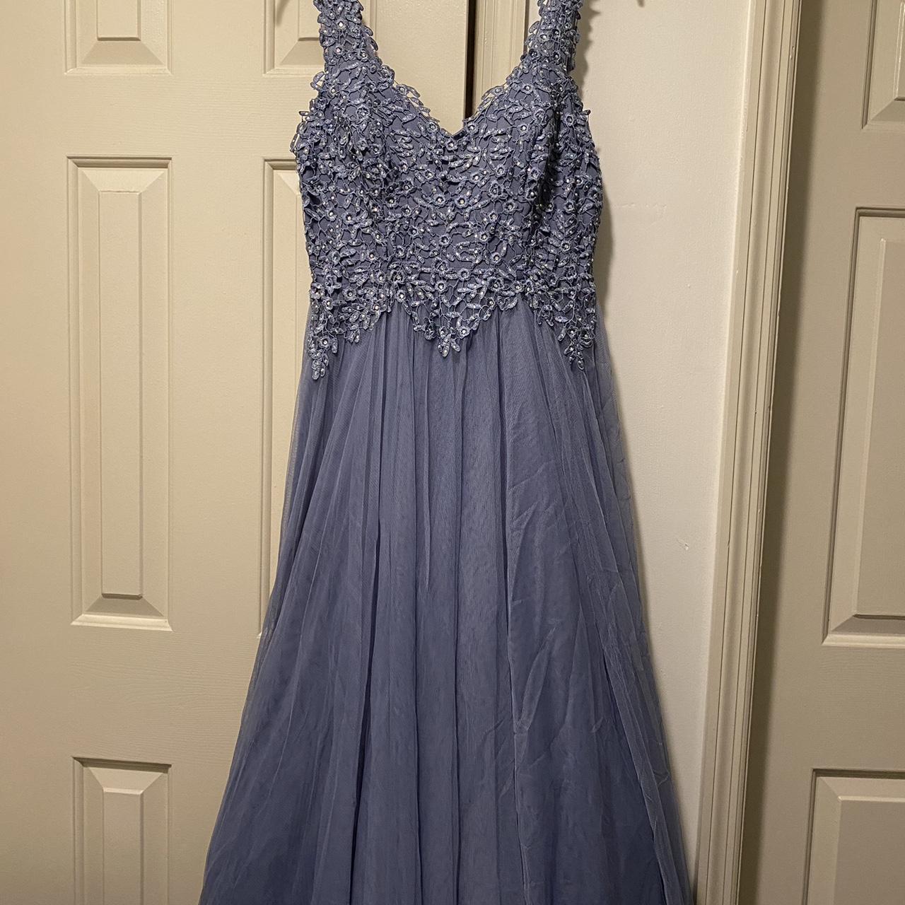 Macy S Women S Blue And Grey Dress Depop