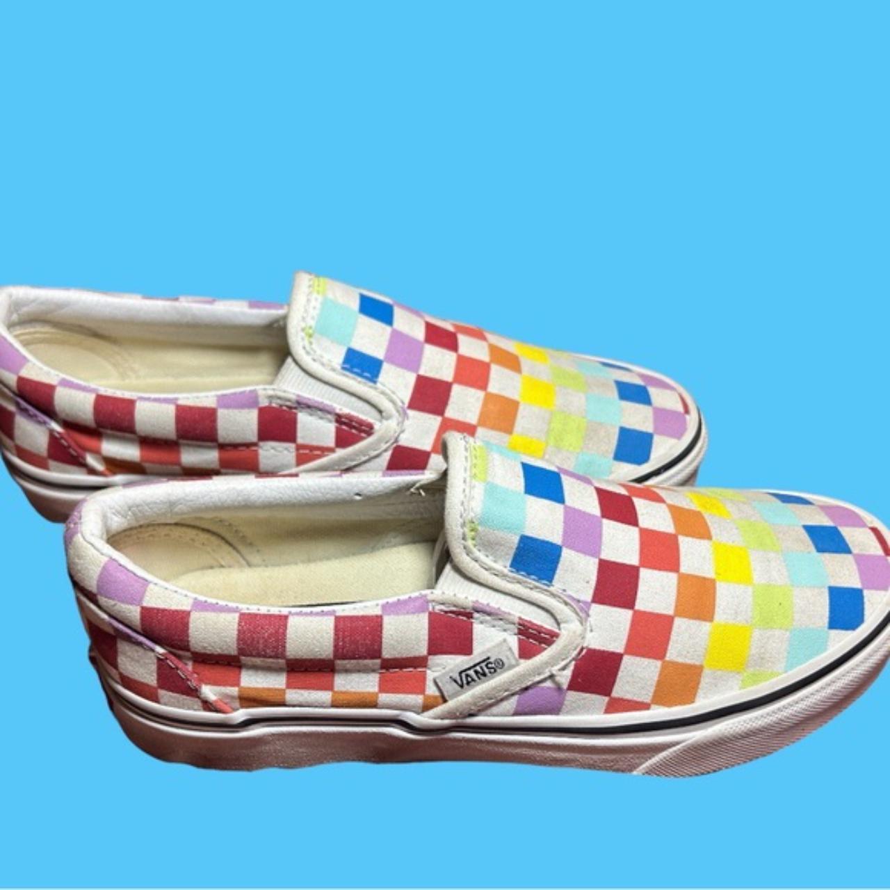 Vans rainbow chex slip 2025 on