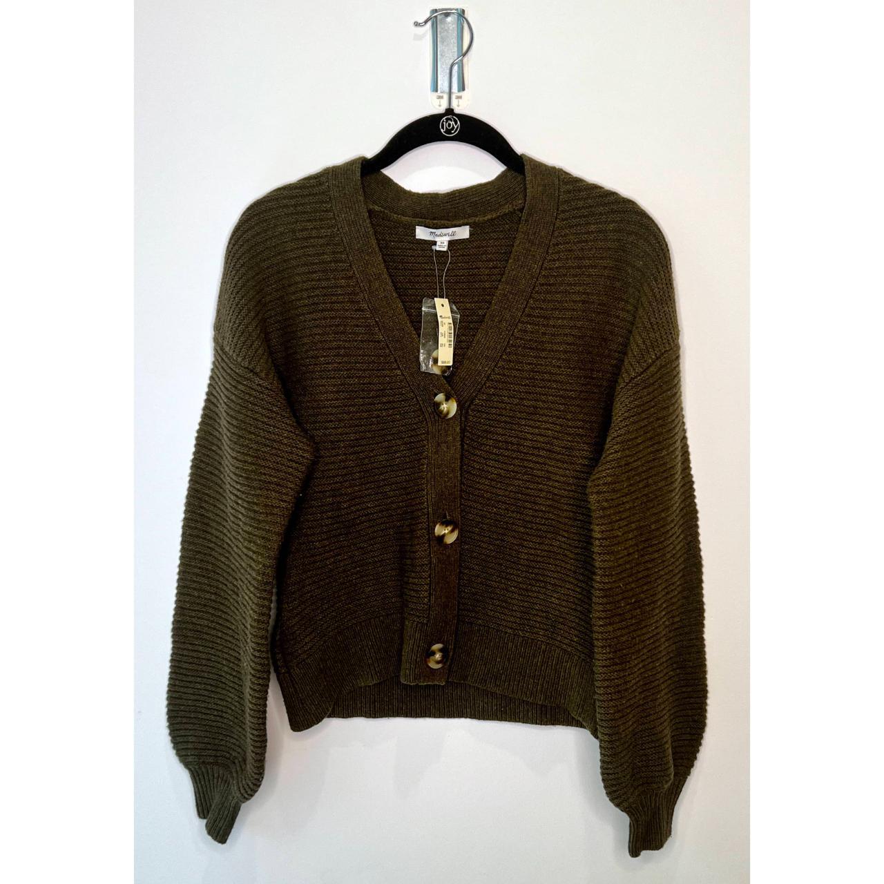 Madewell Shelly Green Knitted Cardigan purchases Sweater