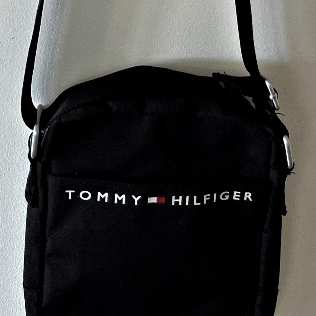 Tommy Hilfiger Men's Black and Grey Bag Depop